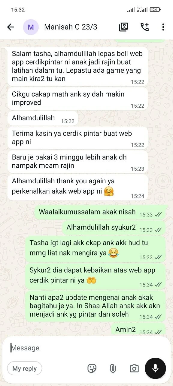 Testimoni WhatsApp CerdikPintar 1