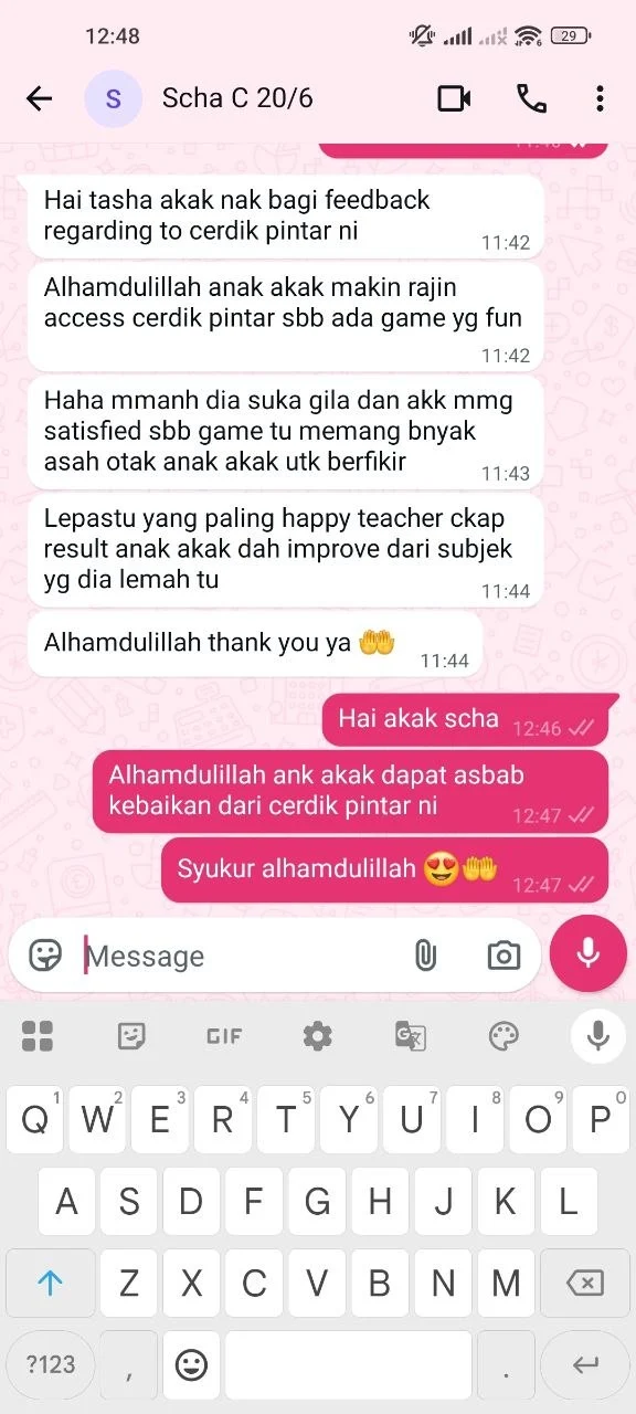 Testimoni WhatsApp CerdikPintar 2